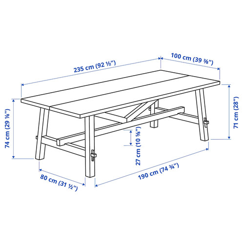 MÖCKELBY Table, oak, 235x100 cm