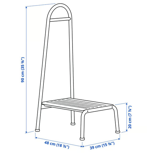 BÄSINGEN Step stool with handrail, anthracite