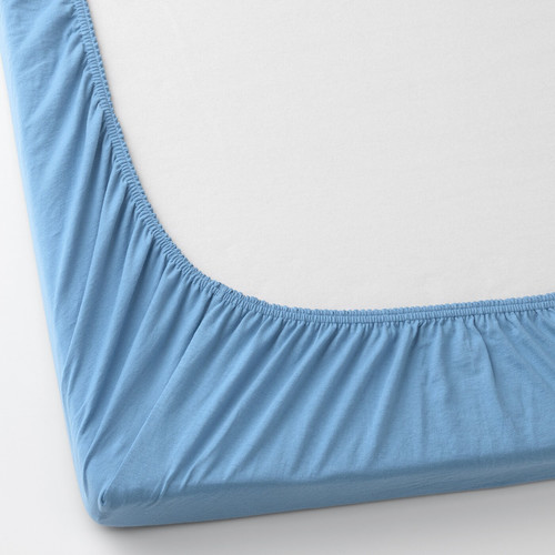 LEN Fitted sheet for cot, light blue, 60x120 cm, 2 pack