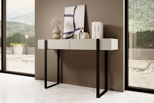 Modern Console Table Dresser Dressing Table Verica, cashmere/black legs