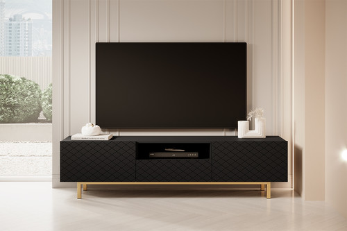TV Cabinet Scalia II 190, matt black, gold legs