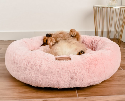 MIMIKO Pets Dog Bed Lair Shaggy Round XL 75cm, pink