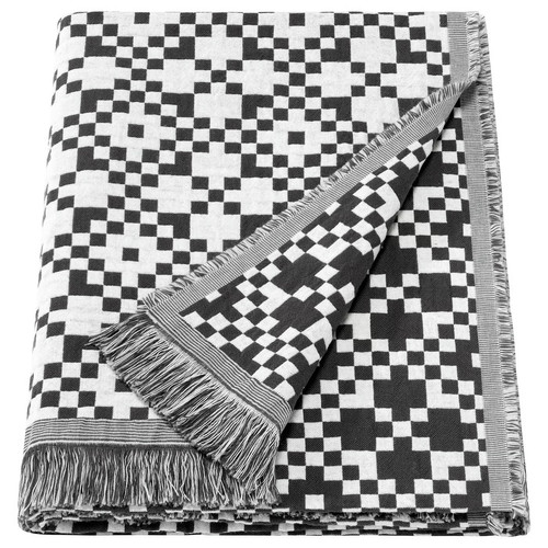 GINSTSÄCKMAL Throw, black/white, 130x170 cm