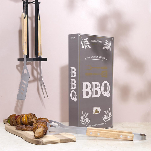 BBQ Grill Serving Tool Set, Cookbook Case, 3 pieces