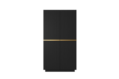Wardrobe Nicole with Drawer Unit 100 cm, matt black, gold handles
