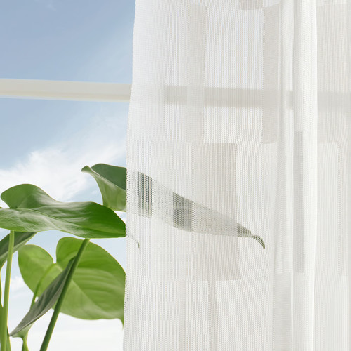 BERGNEJLIKA Net curtains, 1 pair, white/with heading tape, 145x250 cm
