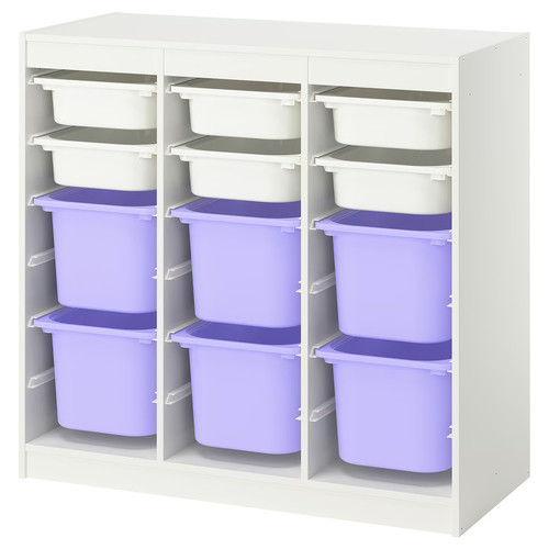 TROFAST Storage combination with boxes, room divider/white lilac, 99x44x94 cm