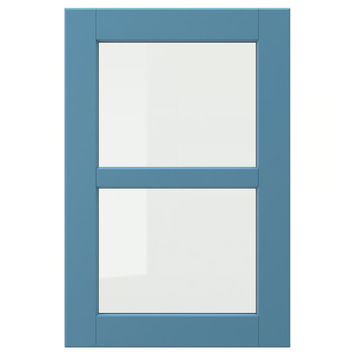 LERHYTTAN Glass door, blue, 40x60 cm
