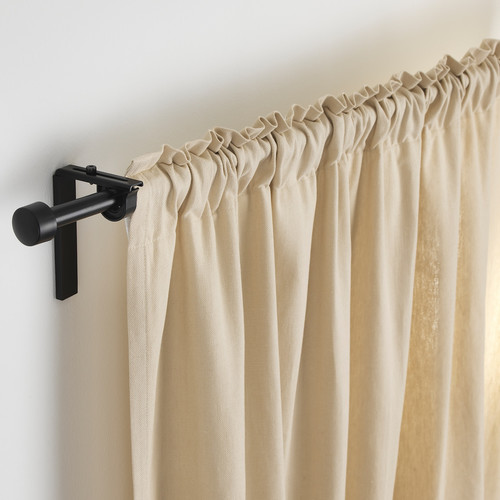 RÄCKA Curtain rod combination, black, 120-210 cm