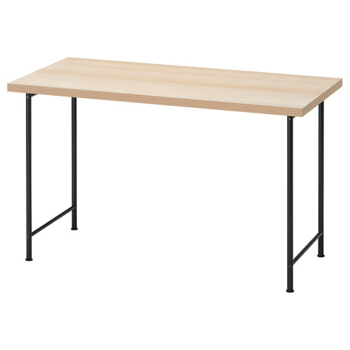 LAGKAPTEN/SPÄND Desk, white stained oak effect/black, 120x60 cm