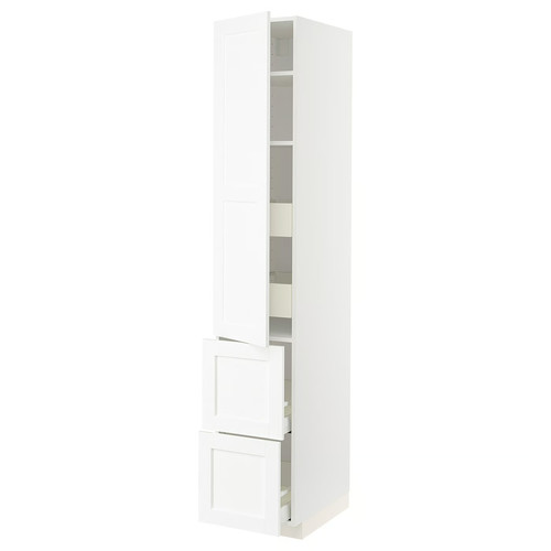 METOD / MAXIMERA Hi cab w shlvs/4 drawers/dr/2 frnts, white Enköping/white wood effect, 40x60x220 cm