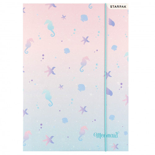 Document File Folder with Elastic Band A4 10pcs Mermaid, assorted patterns