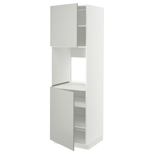 METOD High cab f oven w 2 doors/shelves, white/Havstorp light grey, 60x60x200 cm