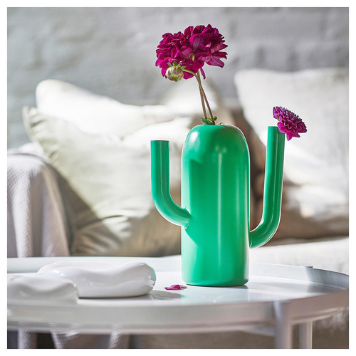 ÄRTBUSKE Vase/watering can, bright green, 24 cm