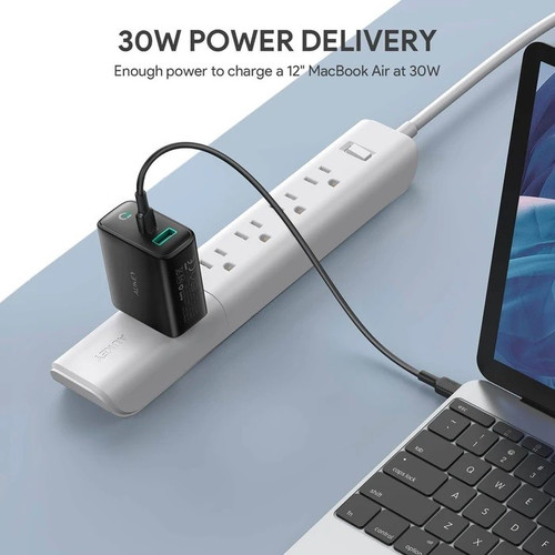 Aukey Dual-Port PD Charger with Dynamic Detect Wall Charger 2xUSB Power Delivery (1xUSB A+1xUSB C) PA-D1 EU Plug