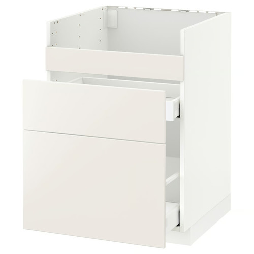 METOD Base cb f HAVSEN snk/3 frnts/2 drws, white/Veddinge white, 60x60 cm