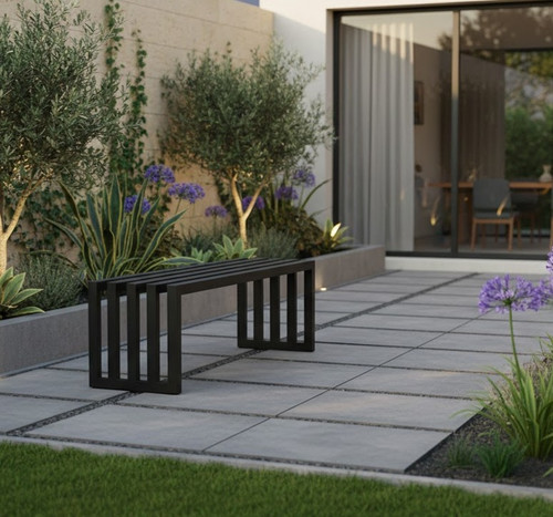 Architectural Modern Garden Bench 140cm, matt black