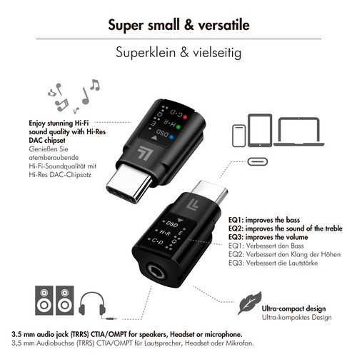 LogiLink USB-C DAC audio adapter with EQ, USB-C to 3.5mm