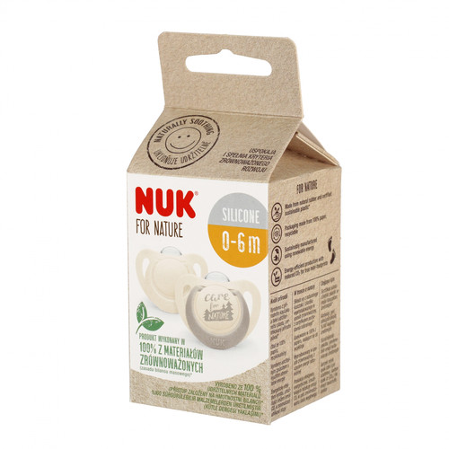 NUK Soother Pacifier For Nature 2pcs 0-6m, grey