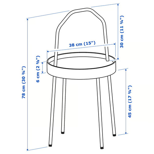 BURVIK Side table, white, 38 cm