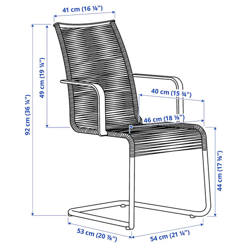 VÄSMAN / VÄSMAN Table+6 chairs w armrests, outdoor, extendable light brown stained/black, 135x190/74 cm