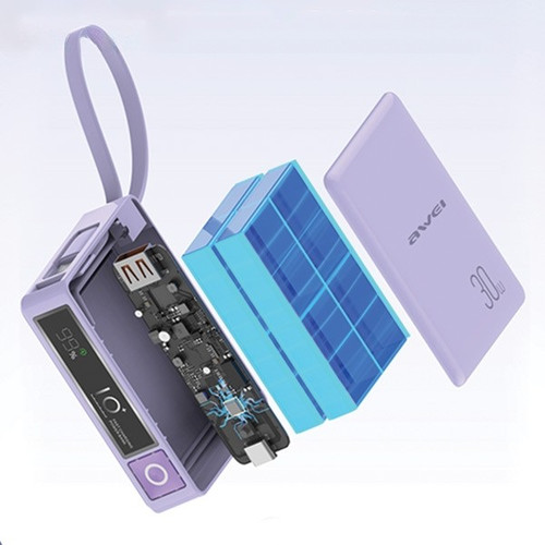 AWEI Power Bank Powerbank 10000mAh 30W P87K Integrated USB-C