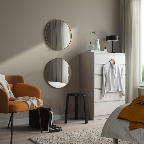 LINDBYN Mirror, gold-colour, 50 cm