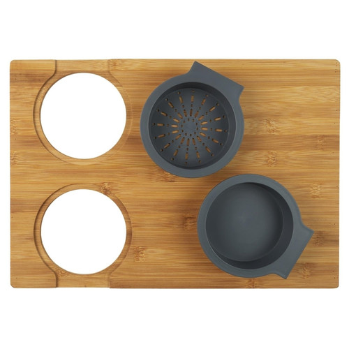 Bamboo Chopping Board with Silicone Containers
