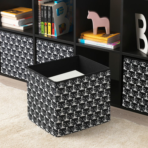 DRÖNA Box, black, white, 33x38x33 cm