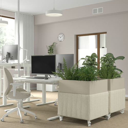 MITTZON Acoustic plant box with castors, Gunnared beige, 70x70x75 cm
