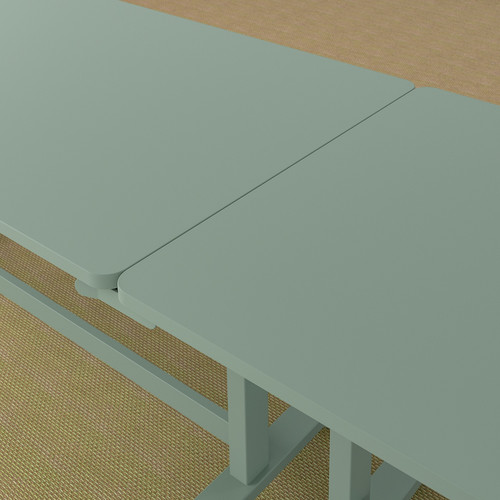 MITTZON Foldable table with castors, green, 140x70 cm