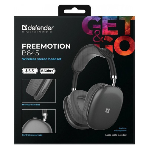 Defender FreeMotion B645 Wireless On-Ear Headset, Black