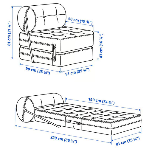 VÅRKUMLA Chair-bed, Vansta blue