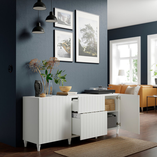 BESTÅ Storage combination with drawers, white/Sutterviken/Kabbarp white, 180x42x74 cm
