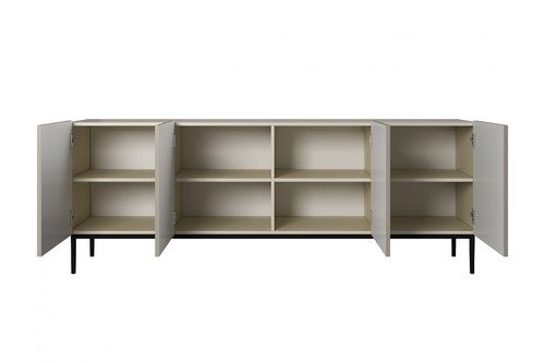 Four-Door Cabinet Nicole 200cm, cashmere, black legs
