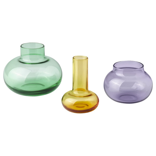 TJÄRLEK Vase, set of 3, multicolour
