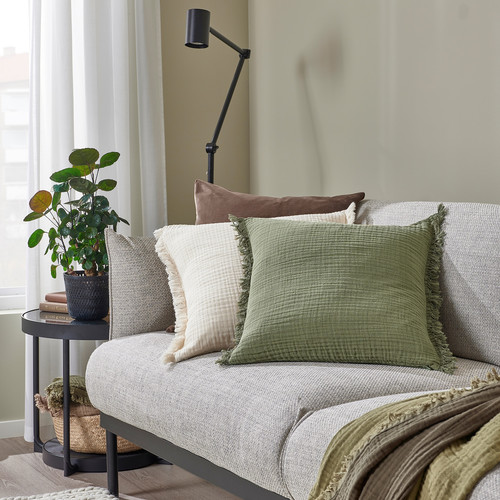 VALLKRASSING Cushion cover, grey-green, 50x50 cm