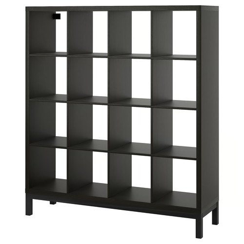 KALLAX Shelving unit with underframe, black-brown/black, 147x164 cm