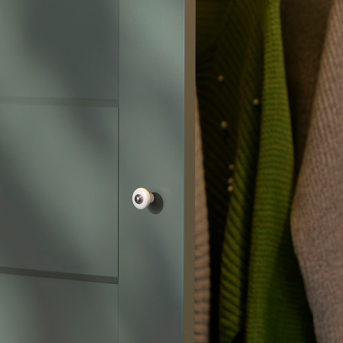 PAX / GRIMO Wardrobe combination, white/grey-green, 100x60x236 cm