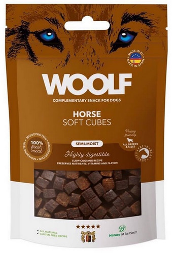 Woolf Soft Cubes Monoprotein Horse Snacks for Dogs 100g