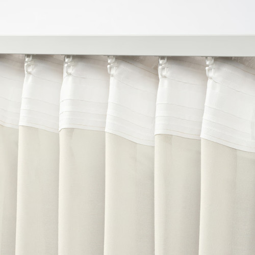 STENFRÖ Sheer curtain, 1 piece, with heading tape/beige, 300x300 cm