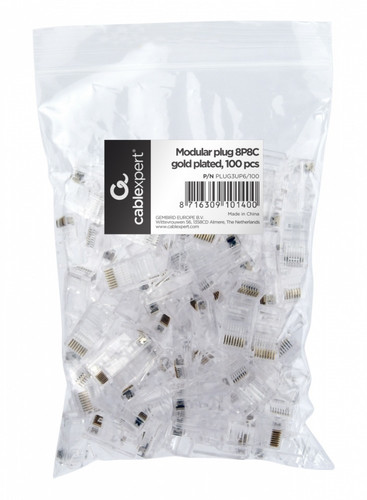 Gembird Modular Plug 6u" gold plated, 100pcs