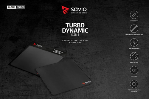 Savio Gaming Mousepad Mouse Pad Black Edition Turbo Dynamic S  250x250 mm