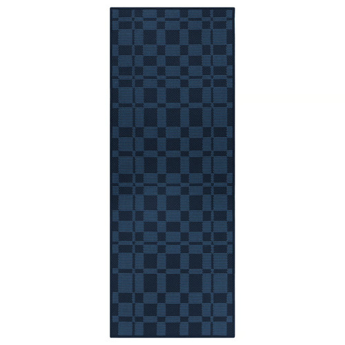 NATTÅG Kitchen mat, dark blue/check, 45x120 cm