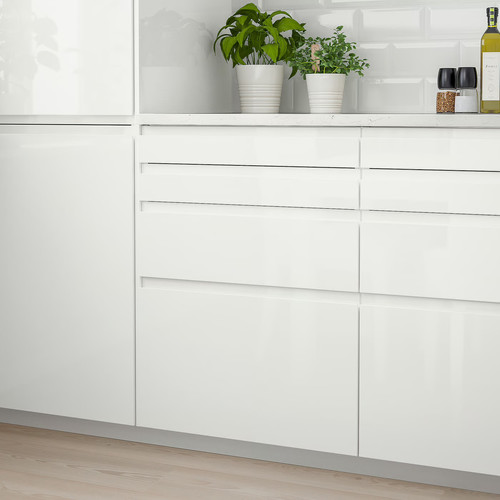 VOXTORP Drawer front, high-gloss white, 2 pack, 40x10 cm
