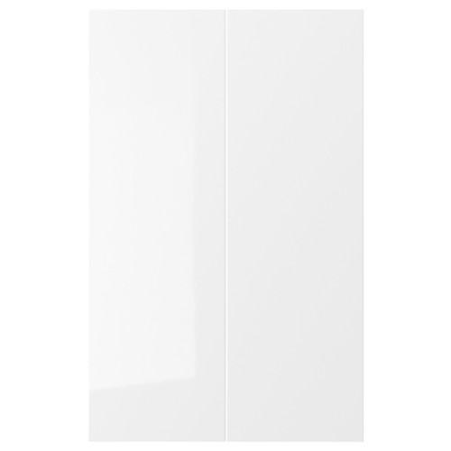 RINGHULT 2-p door f corner base cabinet set, high-gloss white, 25x80 cm