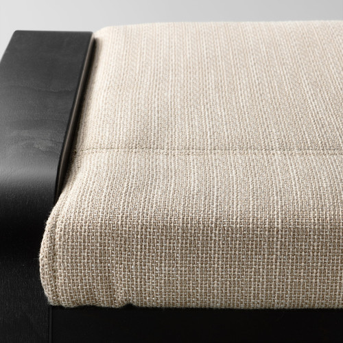 POÄNG Armchair and footstool, black-brown/Hillared beige