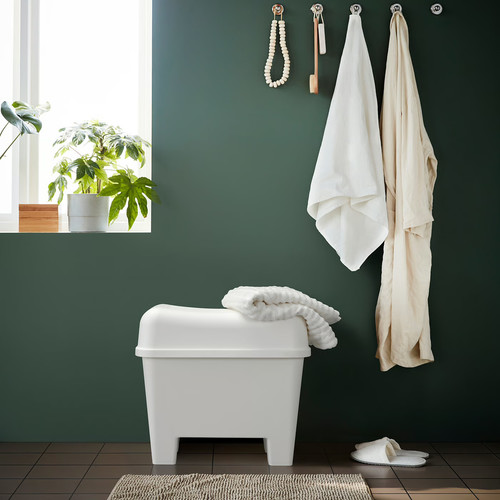 BURSJÖN Stool with storage, white