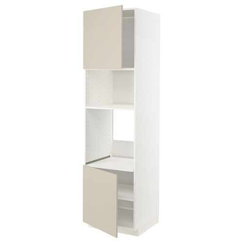 METOD Hi cb f oven/micro w 2 drs/shelves, white/Havstorp beige, 60x60x220 cm
