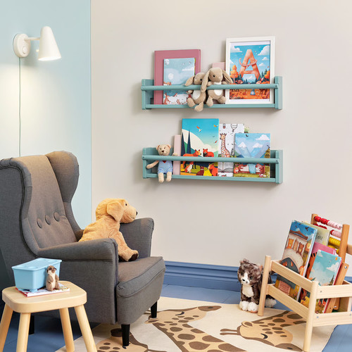 FLISAT Wall storage, grey-turquoise, 70x9x16 cm